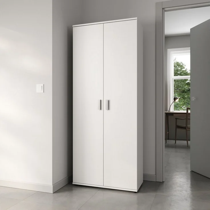 Home Collective Mehrzweckschrank 75 cm breit mit Einlegeböden 75x35x184 cm (BxTxH) Weiß mit 2 Türen & 4 Einlegeböden – Bild 3