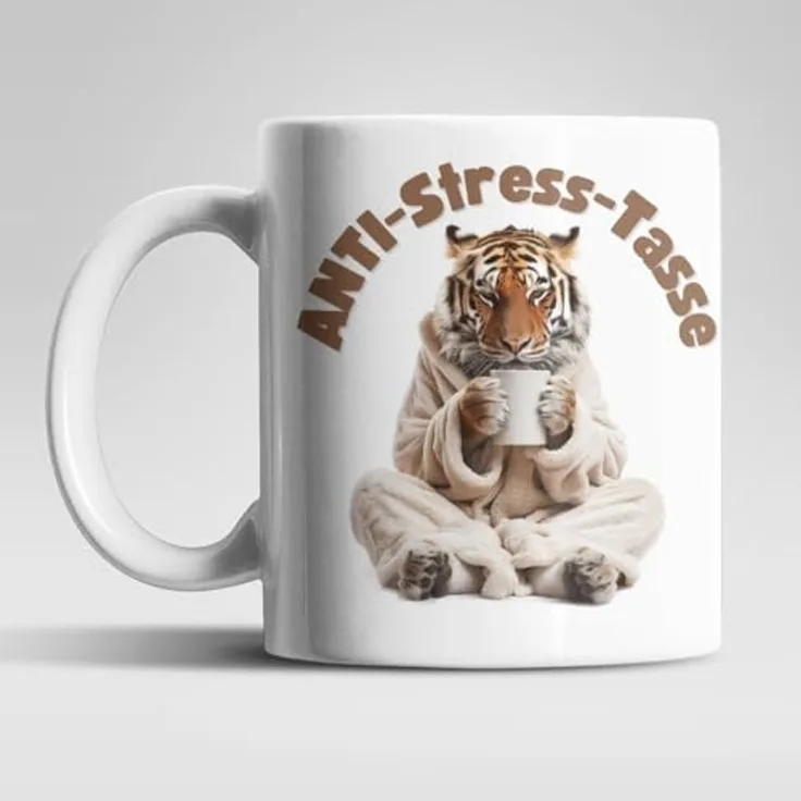 WS-Trend Tasse Anti Stress Tiger Kaffeetasse Teetasse Tasse Geschenkidee 325 ml, 1-tlg, Keramik