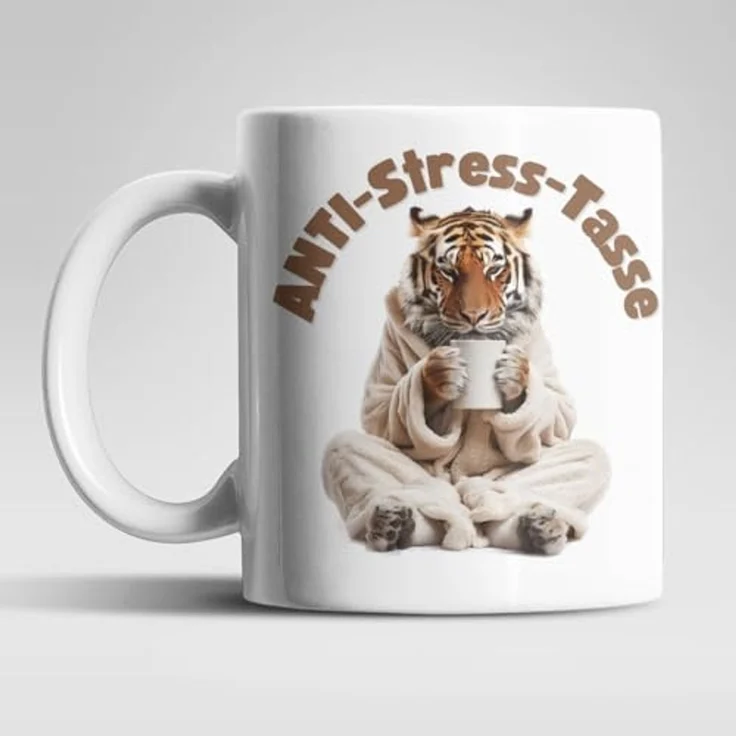WS-Trend Tasse Anti Stress Tiger Kaffeetasse Teetasse Tasse Geschenkidee 325 ml, 1-tlg, Keramik – Bild 1