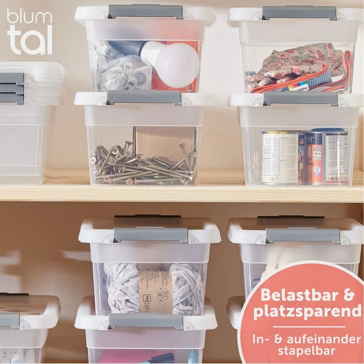 Blumtal Aufbewahrungsbox Aufbewahrungsbox mit Deckel aus Kunststoff 100% Neumaterial (6 St) – Bild 1