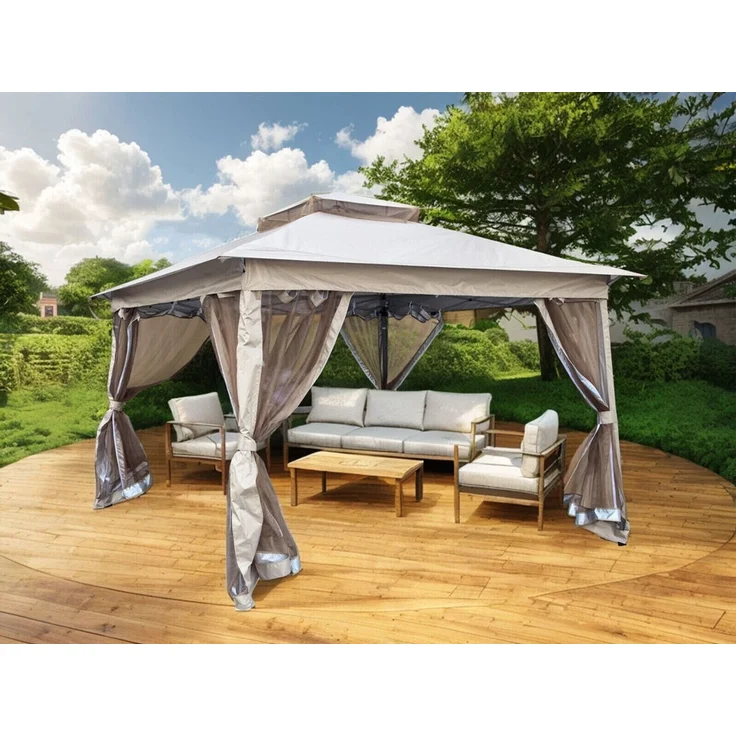 Premium Pavillon SET Gartenpavillion Pergola Metall 335x335x270 cm faltbar 2025 – Bild 5