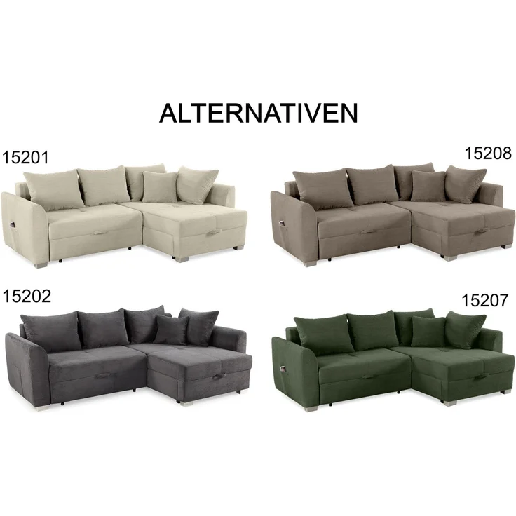 Ecksofa L-Form Couch Polsterecke Schlaffunktion Bettkasten in Cord Braun Taupe – Bild 10