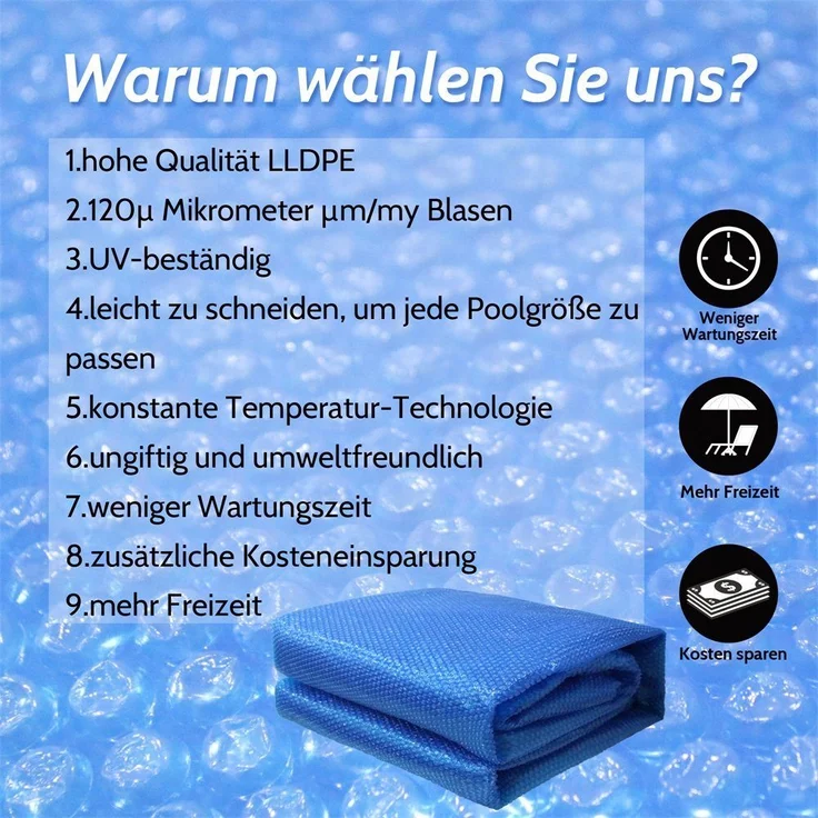 Solarfolie Solarplane Solarheizung Abdeckplane Poolheizung Blau 1000x500cm – Bild 4