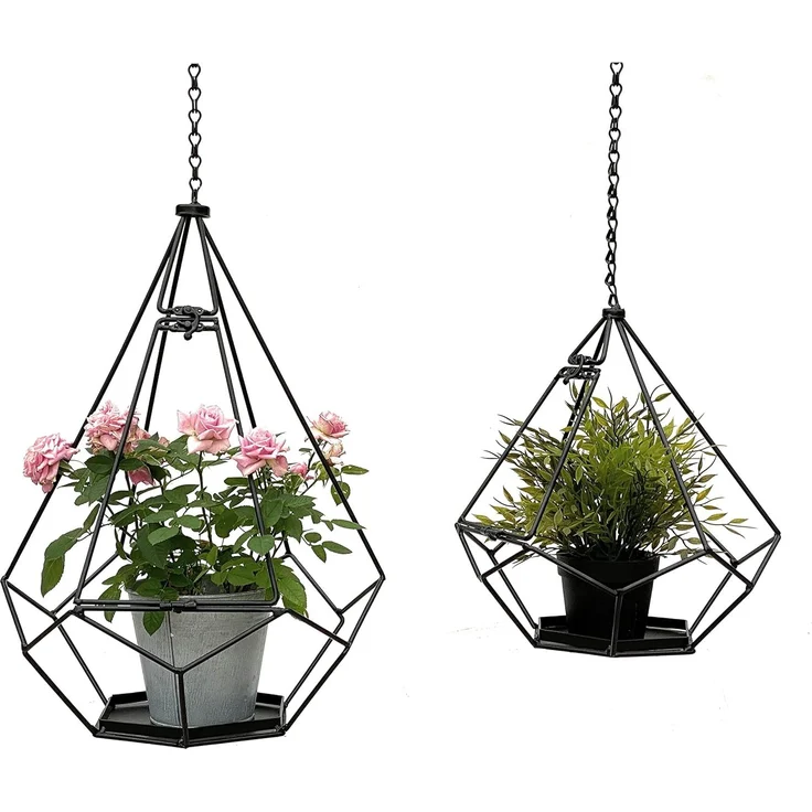 DanDiBo Blumenampel Innen Metall Wand Hängepflanzen 64 cm & 82 cm 96075 2er Set mit Tür 6 Ecken Pflanzenhänger Blumenhänger Topfhänger Blumen Blumentopfhänger Hängetopf – Bild 7