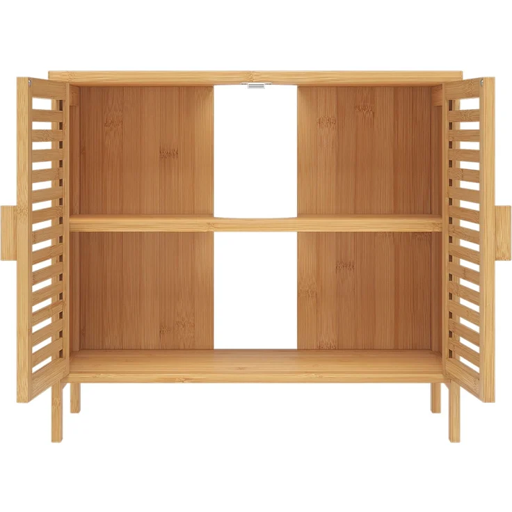 Bellamio 'Newa' Badezimmer Waschbeckenunterschrank, Bambus, natur, 60x33x65 cm, Badezimmerschrank mit 2 Ablagefächern, 2er-Set – Bild 13