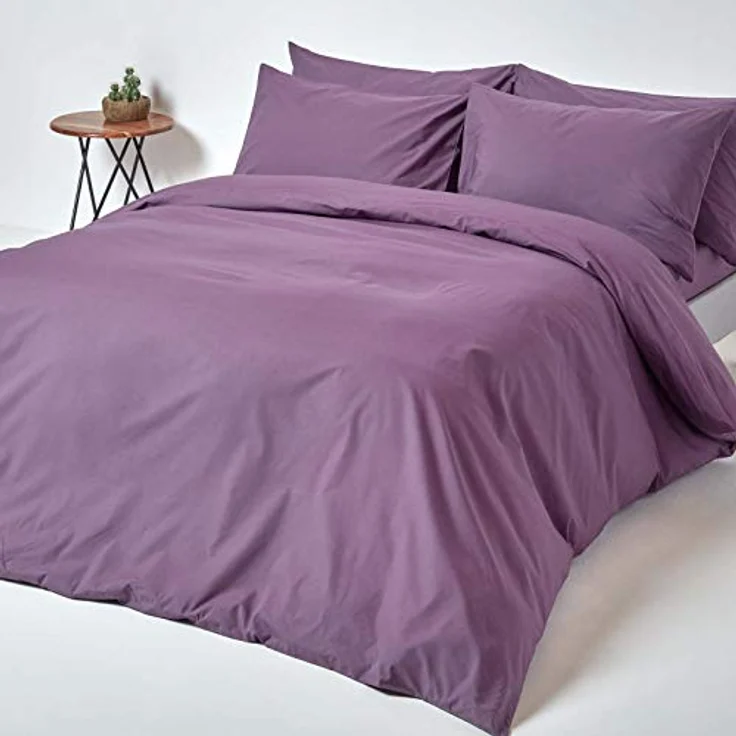 Homescapes Perkal-Spannbettlaken, lila, 140x190 cm, 100% Baumwolle, Oeko-Tex® zertifiziert, hautfreundlich und atmungsaktiv – Bild 4