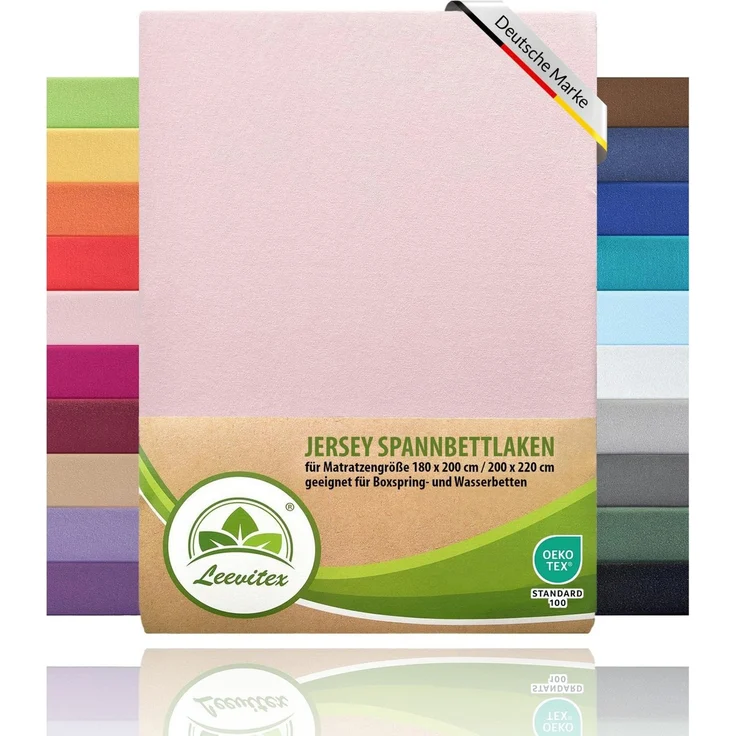 leevitex® Spannbettlaken für Boxspringbetten & Wasserbetten - Spannbetttuch 170 g/m², Gummizug: rundum, 100% Mako-Baumwolle, sehr robust, 180x200 – 200x220 cm + 40 cm Steg – Bild 1