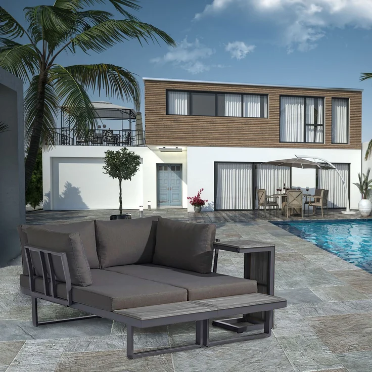 osoltus Aluminium Lounge Set Sofa Ecklounge Gartenlounge Delft Grau – Bild 2