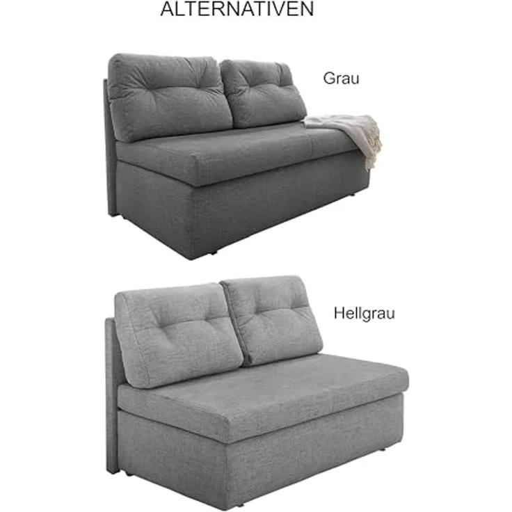 Schlafsofa 136 cm praktische Couch mit Funktion Bettkasten Gästebett in Grau – Bild 7