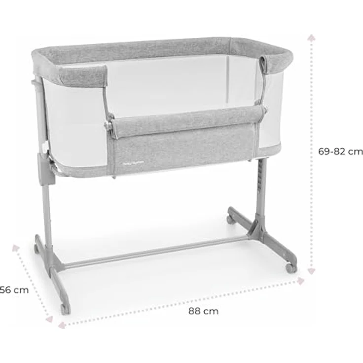 Moby-System Beistellbett Baby-Beistellbett LUNA 3in1 - Ideal für Neugeborene - grau – Bild 6