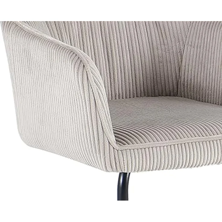 byLIVING ELBA Schwingstuhl 2er Set, drehbar 180° mit Rückholfunktion, Grob-Cord Taupe, Metallgestell schwarz, Armlehnen – Bild 6