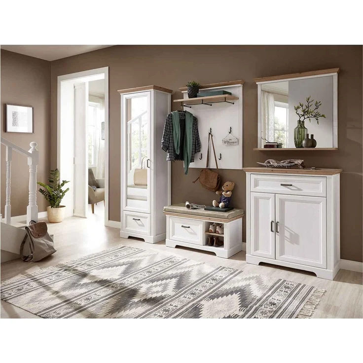 Schuhschrank Jena / Jasmin, Holzwerkstoff, Weiß, Holzfarben, 93 x 102 x 41 cm – Bild 5