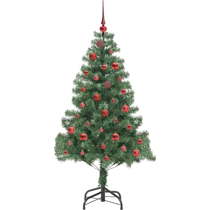 vidaXL Weihnachtsbaum mit LED-Beleuchtung Grün 150 cm PVC und Stahl 3396367 – Bild 4
