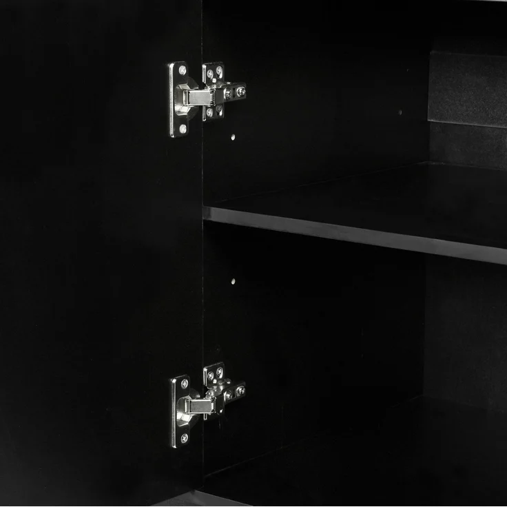 DESVIAE Sideboard Schwarz aus Spanplatte – 150x75x40 cm – LED-Beleuchtung, Glasvitrinen, Schublade – Bild 9
