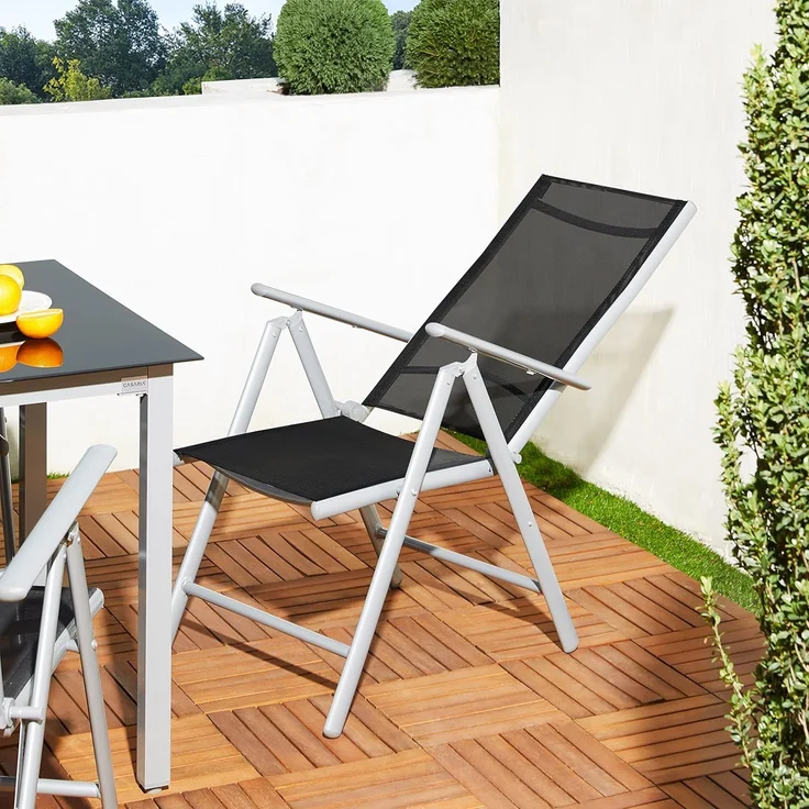 Casaria® Gartenstühle 3er Set Hochlehner Klappbar 8-Fach Verstellbar Camping Stuhl Aluminium Wetterfest Klappstuhl 120kg Belastbarkeit Garten Balkon – Bild 8