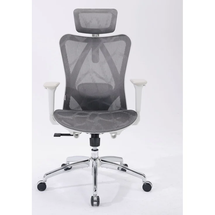 Sihoo Ergonomischer Stuhl M57, 126 x 75 cm, weißer Rahmen + hellgraues Netzgewebe – Bild 2
