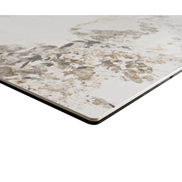Esstisch Edge 200-300x100 Keramik Minas Melange Weiß-Beige Kreuzgestell Rechteck Schwarz ausziehbar – Bild 6