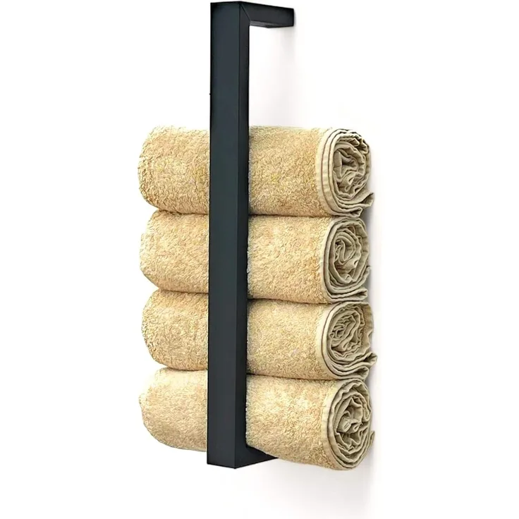 DanDiBo Handtuchhalter Metall Schwarz Wand Handtuchhaken 96499 Schmal Handtuchleiste Hakenleiste Modern Küche Bad Badtuchhalter