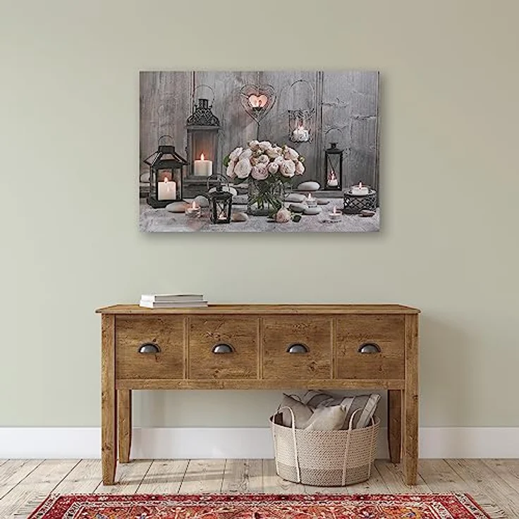 Art For The Home Cosy Kerzen LED Leinwandbild, 60x90cm mit Holzrahmen und 3D-Lichteffekt – Bild 4