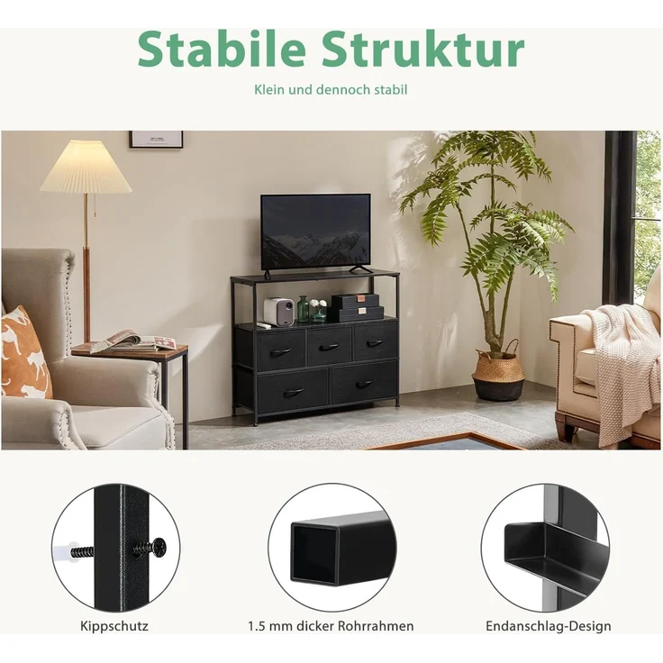 DUMOS Stauraumschrank Kommode mit Stoffschubladen, Stoffkommode für Schlafzimmer Geeignet Schubladenschränke – Bild 6