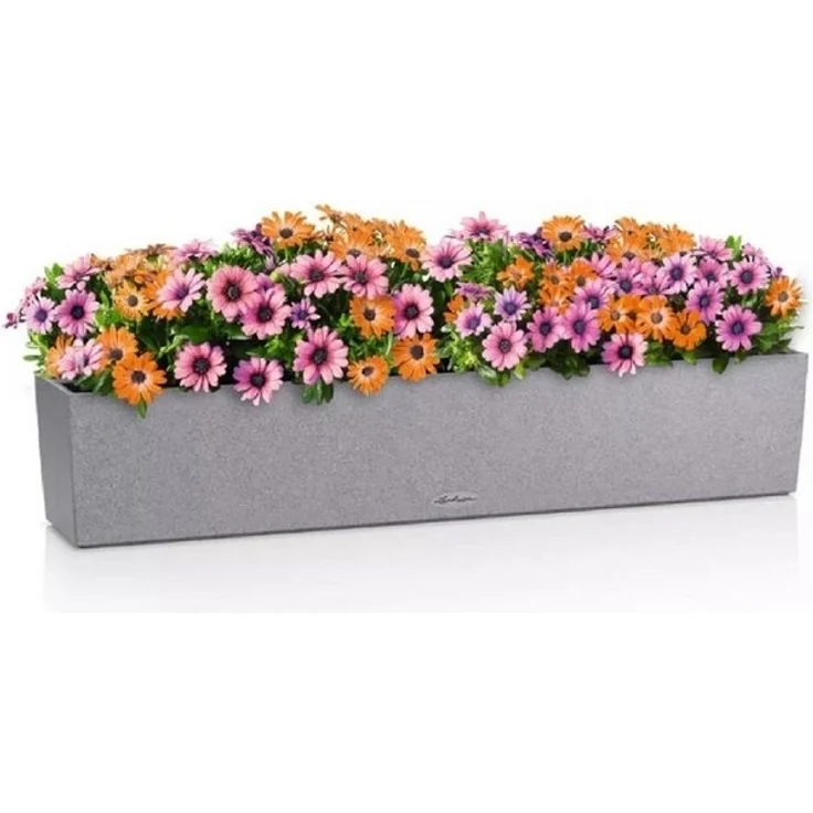 LECHUZA-Pflanzgefäß BALCONERA Stone 100 steingrau, Balkonkasten mit Bewässerungssystem, Wasserstandsanzeiger und Pflanzeinsatz, Stein-Optik, 99 x 19 x 19 cm, 15438 – Bild 4