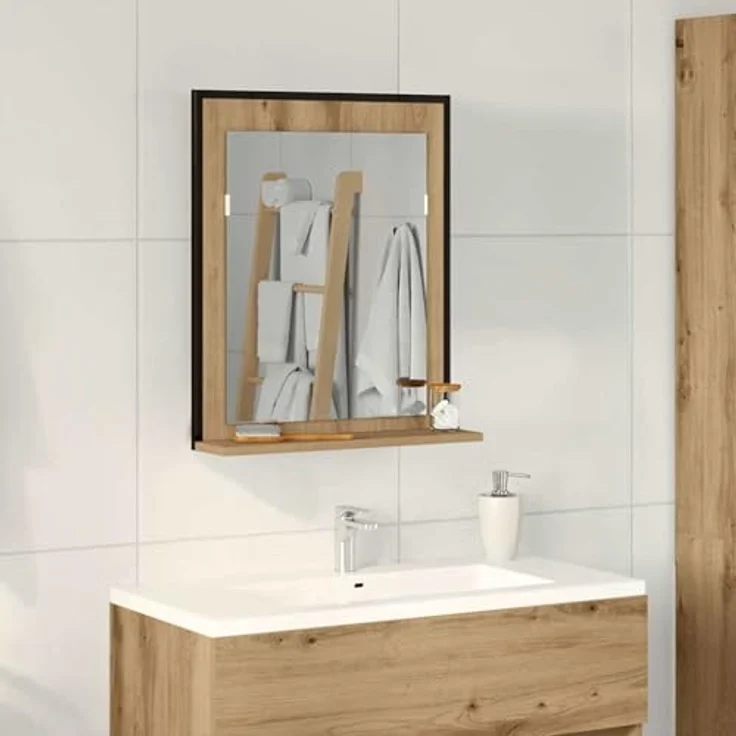vidaXL Spiegel Artisan-Eiche 50 x 12 x 60 cm Glas und engineered Holz 862221 – Bild 3