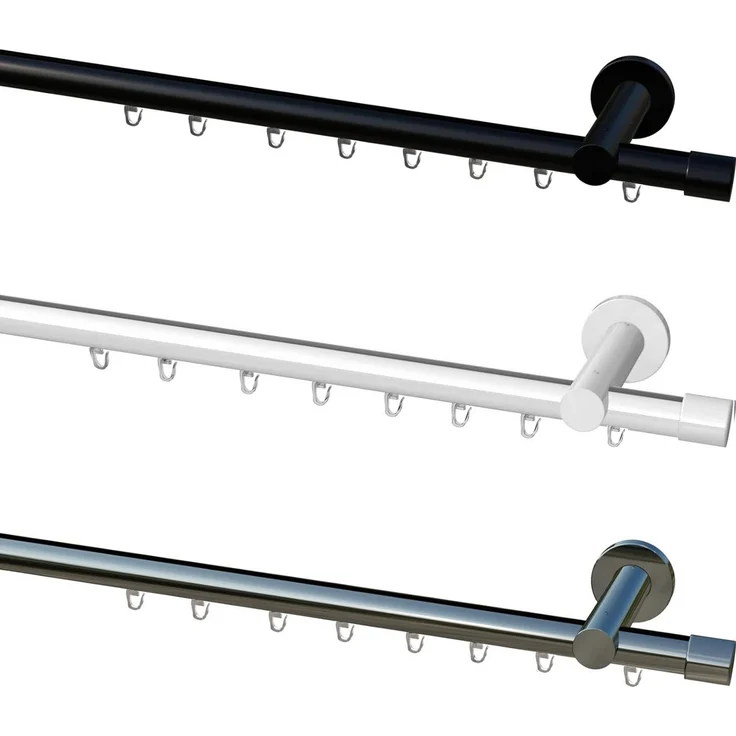 Garduna Gardinenstange Innenlauf System, Ø 20mm, mit X-Gleiter, kürzbar, Metall, 1-lauf, Innenlauf, komplett, hochwertig, Fixmaß, 20mm Vorhanstange – Bild 1