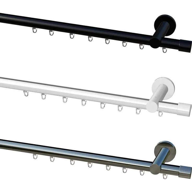 Garduna Gardinenstange Innenlauf System, Ø 20mm, mit X-Gleiter, kürzbar, Metall, 1-lauf, Innenlauf, komplett, hochwertig, Fixmaß, 20mm Vorhanstange