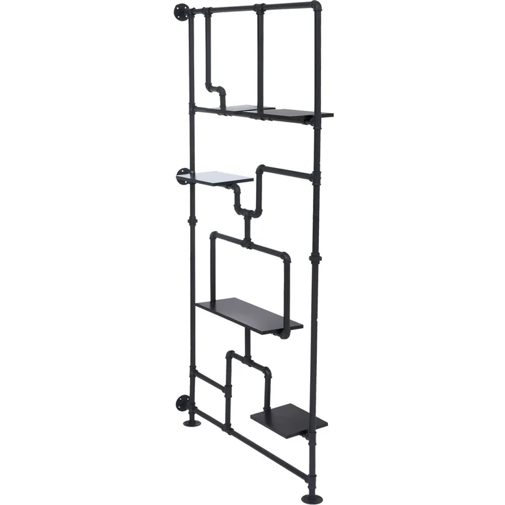Raumteiler mit Regal HWC-P10, Wohnregal Ablageregal, Industrial Metall Melamin MVG 203x100x20cm ~ schwarz – Bild 8