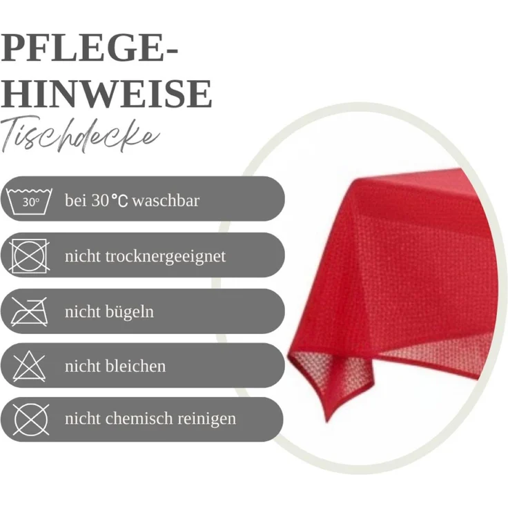 Garten Tischdecke 130x220 cm für Garten, Terrasse und Balkon - eckig, wasserfest & pflegeleicht, Rot – Bild 6