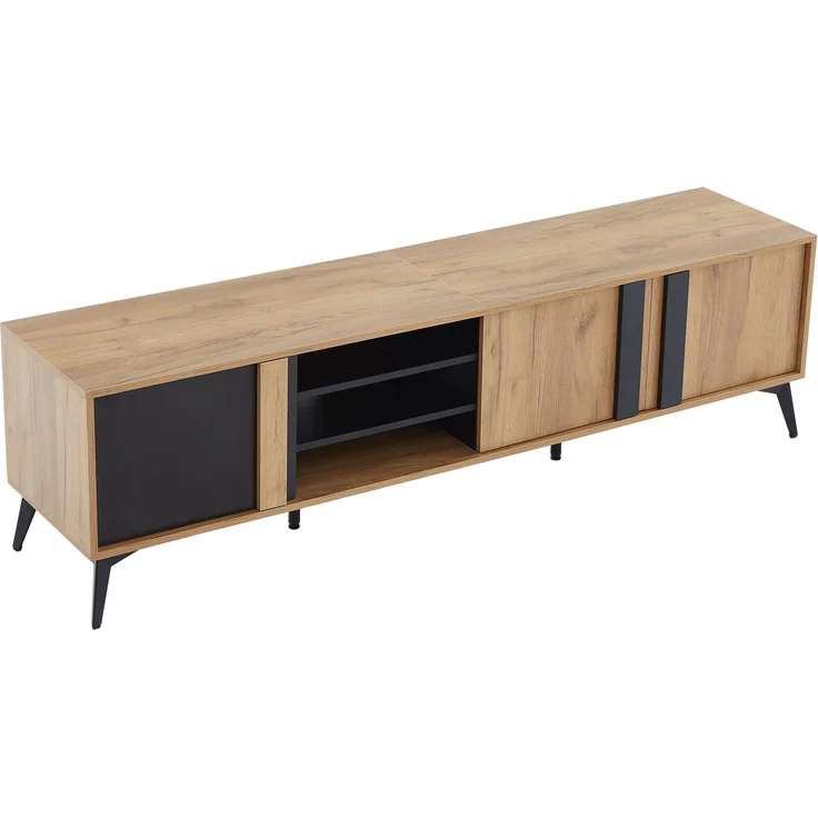 Merax 180 cm Rustikales Braun-TV-Schrank, Lowboard,TV-Board, TV-Kommode – Bild 9