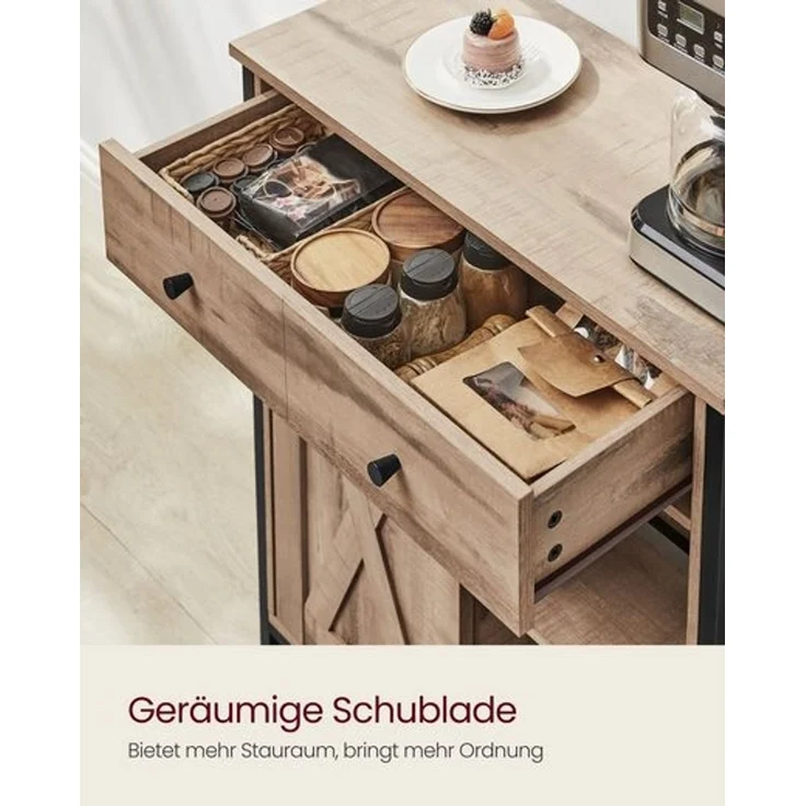 Vasagle Sideboard, mit Schublade, mit Schiebetür, 70 x 30 x 80 cm – Bild 3