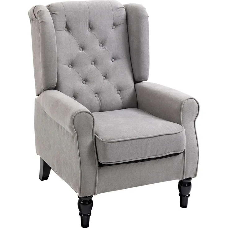 Einzelsessel Relaxsessel Ohrensessel 74x86x102 cm, Akzentsessel mit Tufting, Holzfüße, Polyester Grau, stilvoller Komfort für Ihr Zuhause--Grau--74x86x102cm--YOUDENOVA