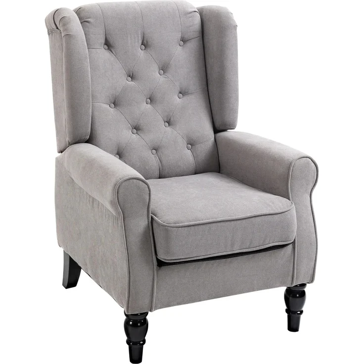 Einzelsessel Relaxsessel Ohrensessel 74x86x102 cm, Akzentsessel mit Tufting, Holzfüße, Polyester Grau, stilvoller Komfort für Ihr Zuhause--Grau--74x86x102cm--YOUDENOVA – Bild 1