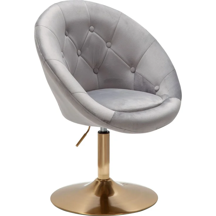 Loungesessel Samt Grau Gold Design Drehstuhl mit Rückenlehne – Bild 15