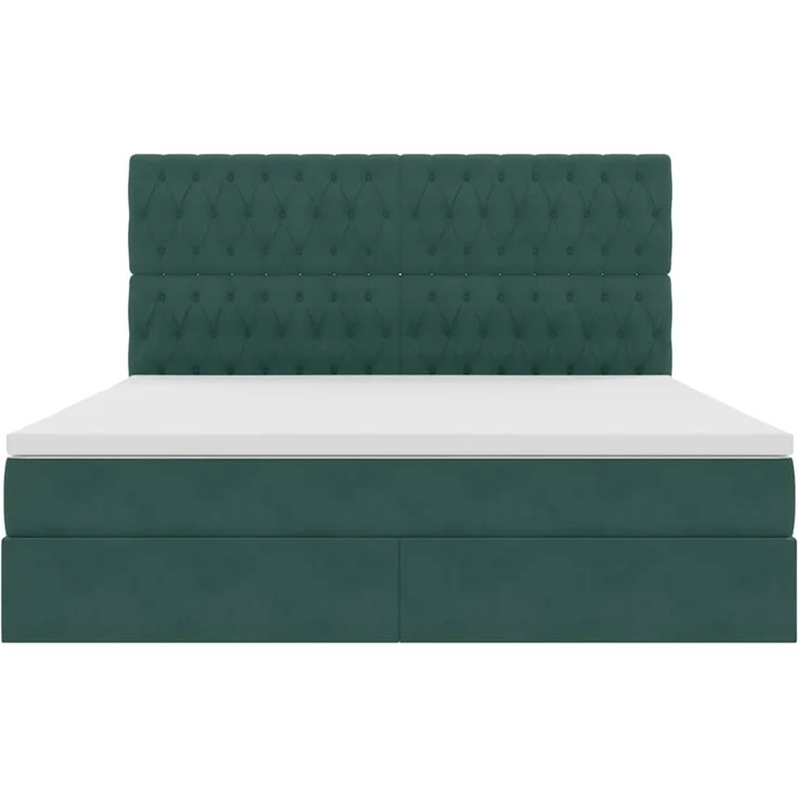 vidaXL Aufbewahrungsbett mit Matratze Dunkelgrün 160 x 200 cm Samt 3372102 – Bild 7