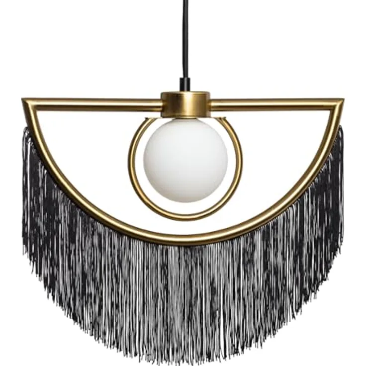 LEDKIA LIGHTING Pendelleuchte Dalila, Metall mit Fransen in Schwarz, G9, 33 cm Höhe