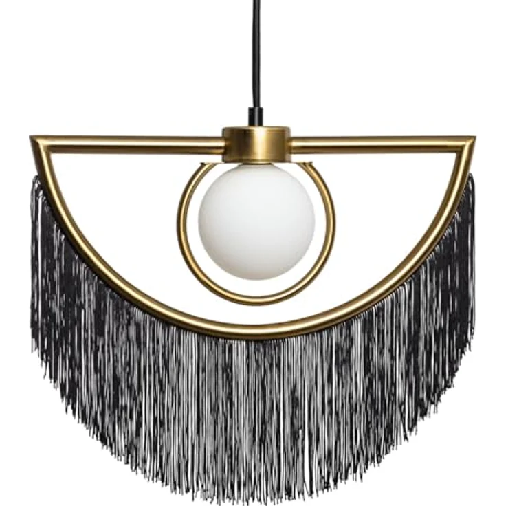 LEDKIA LIGHTING Pendelleuchte Dalila, Metall mit Fransen in Schwarz, G9, 33 cm Höhe – Bild 1