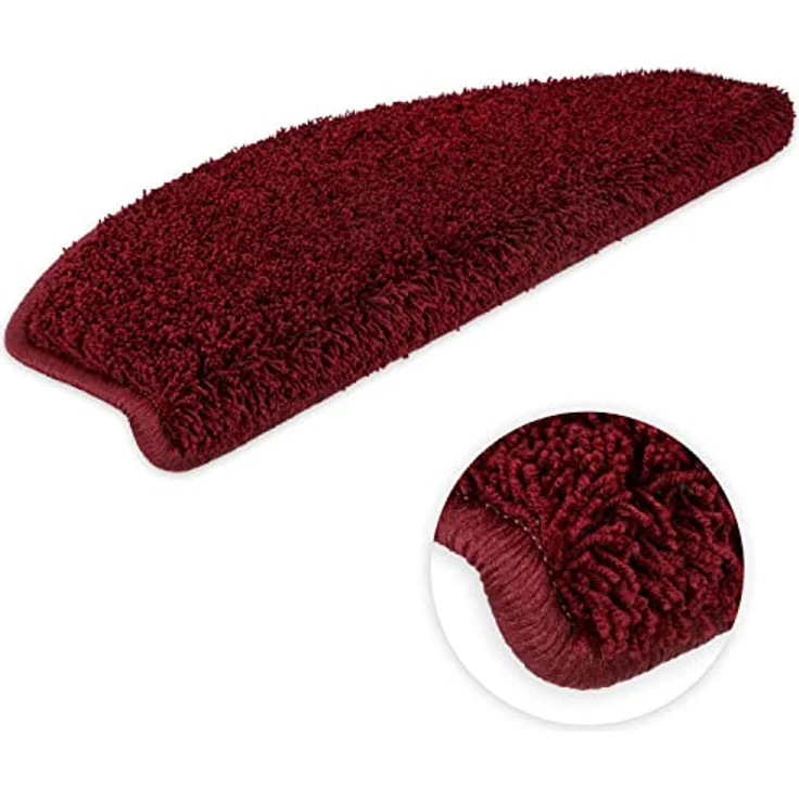Metzker® Stufenmatte Shaggy Stufenmatten Emphoria Halbrund bordeaux 15 Stück, Halbrund, Höhe: 15 mm, 15 Stück im Set - Bordeaux – Bild 6