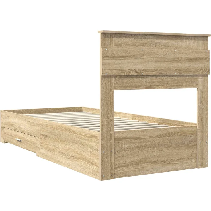 vidaXL Bettrahmen mit Kopfteil Sonoma-Eiche 90 x 190 cm Holzwerkstoff 3410029 – Bild 8