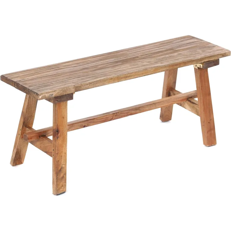 DESIGN DELIGHTS RUSTIKALE HOLZBANK Anzio 90 | 90 x 39 x 26 cm (BxHxT), Bank aus Mahagoni Holz | zusammenklappbare Sitzbank, Holzbank, Küchenbank aus Holz, Faltbank | Farbe: 01 Natur-Vintage