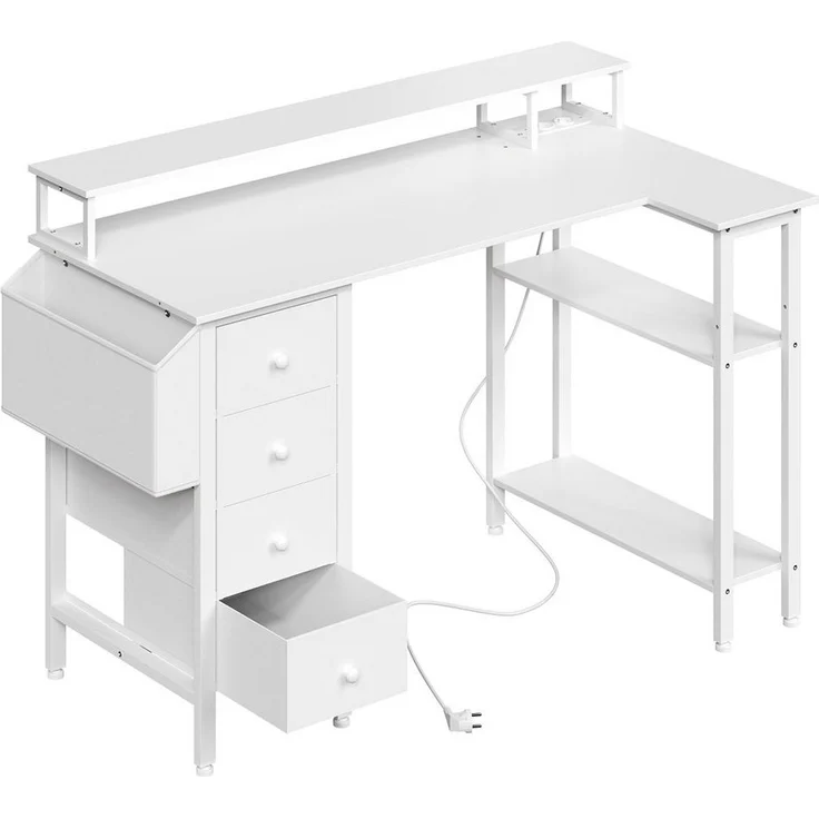 Yaheetech Computertisch Umkehrbarer Gaming-Schreibtisch mit Monitorhalterung, 120 cm L × 68 cm B × 86,5 cm H L-förmiger mit Steckdose – Bild 5