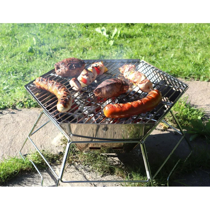 Origin Outdoors 'Hexagon' Grill- und Feuerschale, Edelstahl Silber, 45 x 52 x 22,5 cm – Bild 9