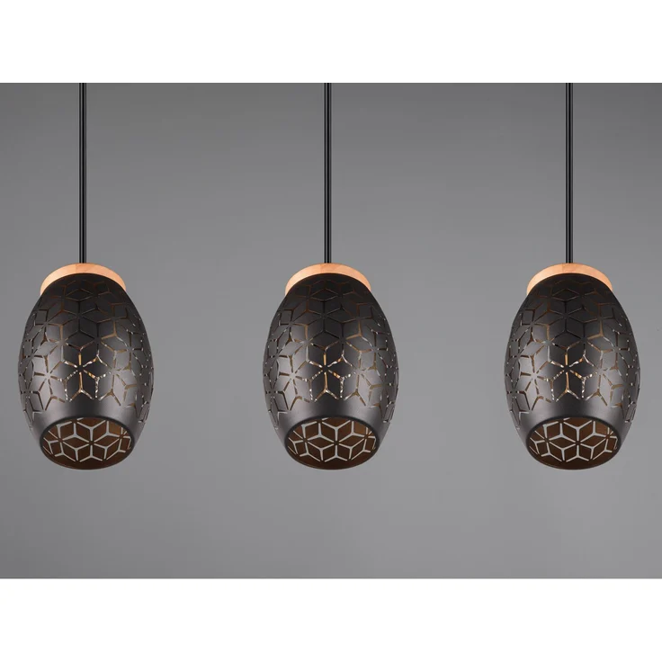 Trio Leuchten Pendelleuchte Bidar 3xE27, schwarz, gold – Bild 9