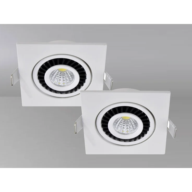2er SET LED Einbaustrahler Weiß eckig mit schwenkbarem Spot - 8,5cm – Bild 3
