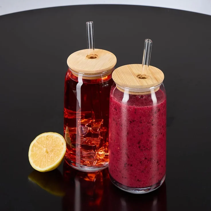 Relaxdays Trinkgläser mit Bambusdeckel 4er Set – Bild 9