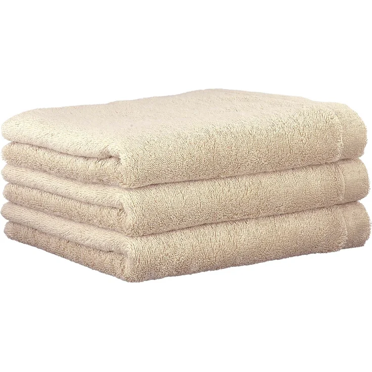CAWÖ Handtuch, 3er Pack - Lifestyle, Walkfrottier, Baumwolle, einfarbig Beige 50x100cm – Bild 1