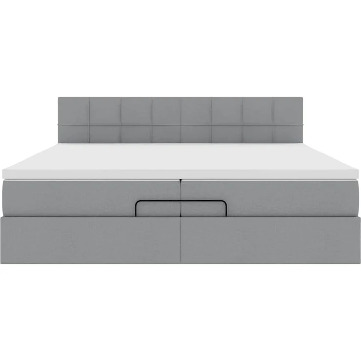 vidaXL Ottoman-Bett mit Matratze Hellgrau 200x200 cm Stoff 3311484 – Bild 5
