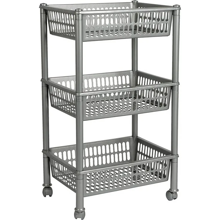 Plast Team Beistellwagen plast team Aufbewahrungs-Trolley, mit 3 Körben, silber