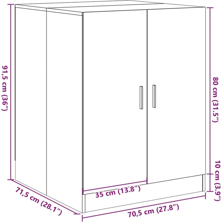 vidaXL Waschmaschinenschrank, Holz, 91,5 x 70,5 x 71,5 cm, Sonoma Eiche – Bild 9